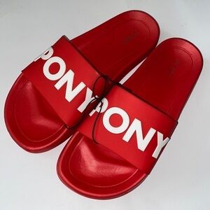 Pony sandal slides‎ mens sz 8 new with tags white red
